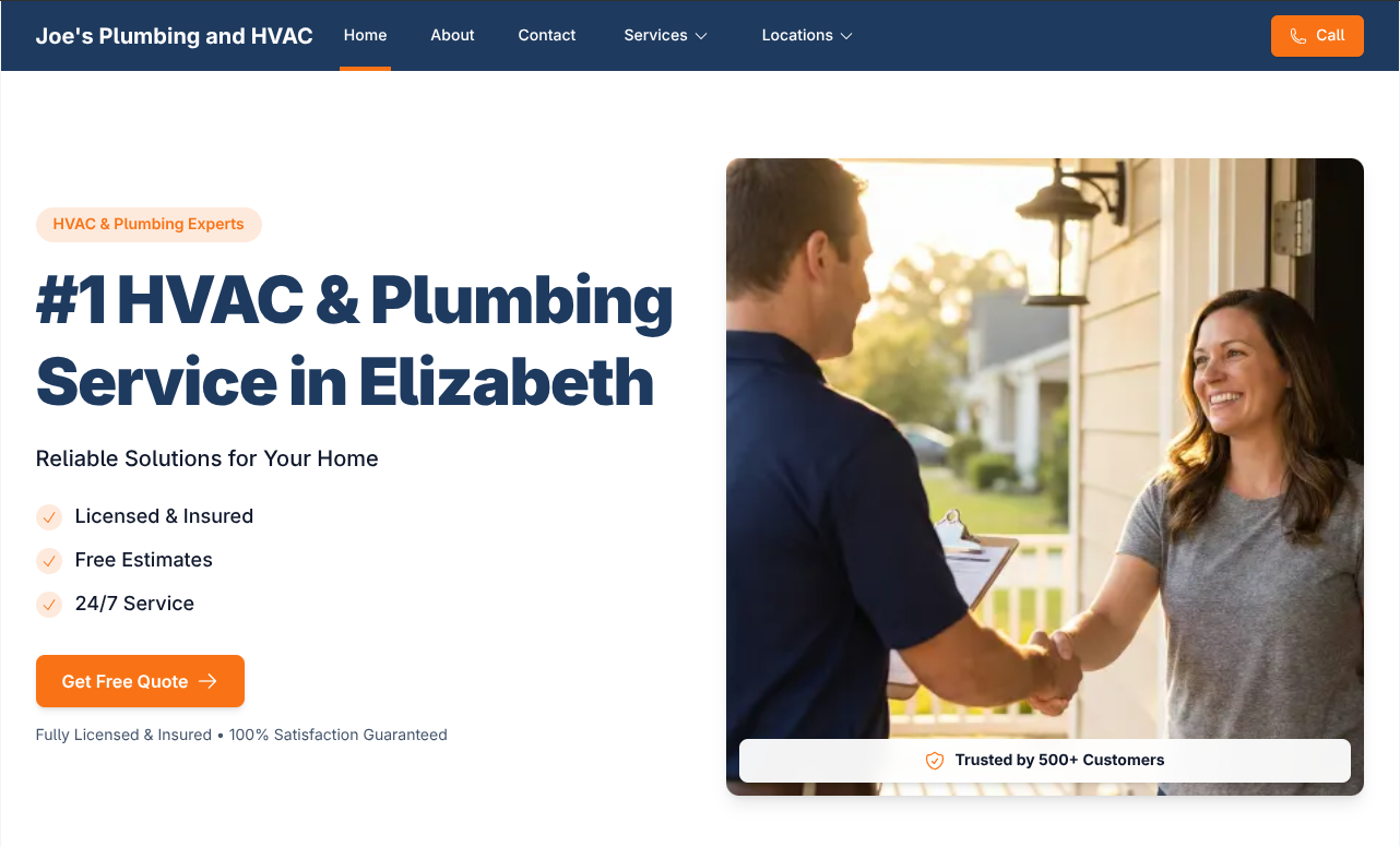 Professional website on desktop